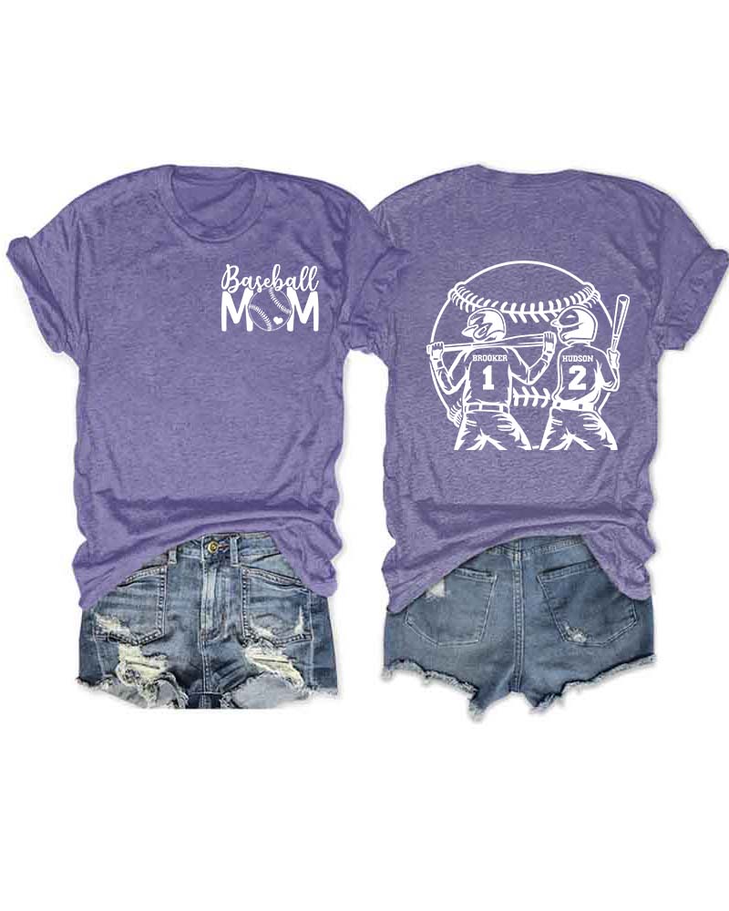 Personalized Baseball Mom 2 Boys T-Shirt
