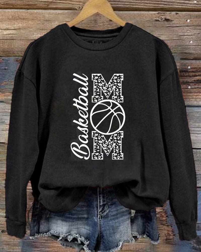 Basketball Mom Printed Crewneck Sweatshirt