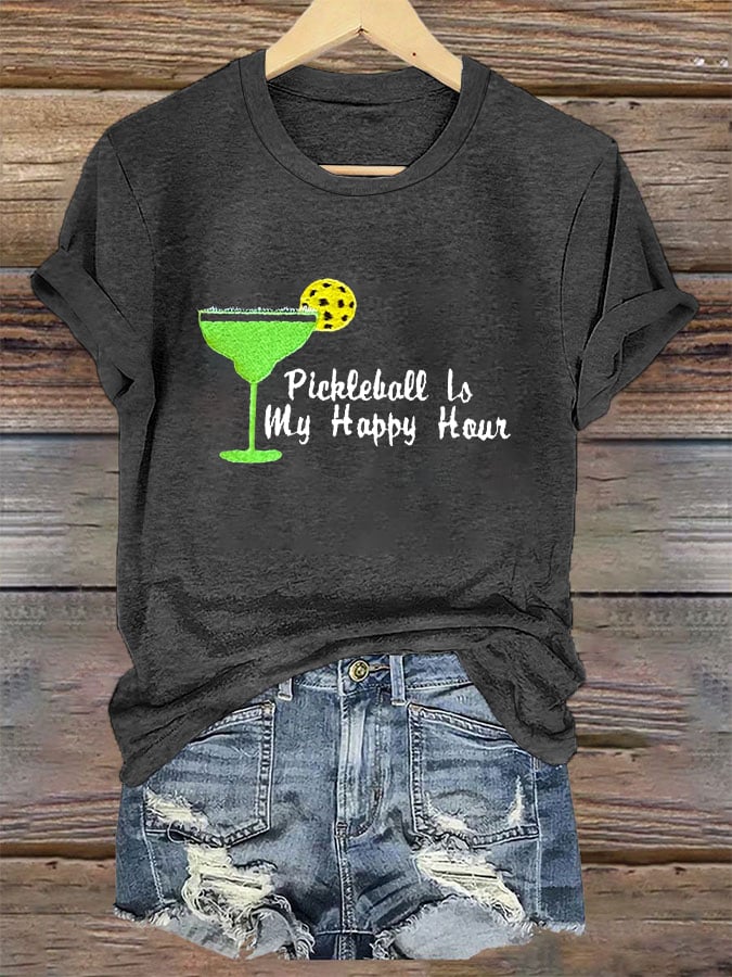 Women's Pickleball Margarita Happy Hour Print T-Shirt