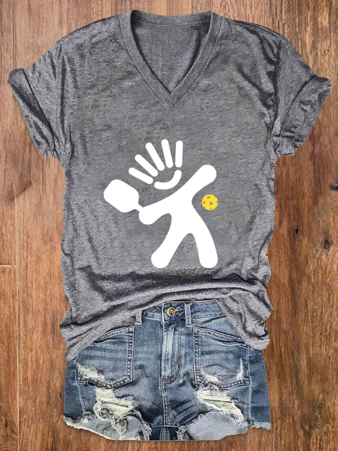 Women's Fun Pickleball V-Neck T-Shirt