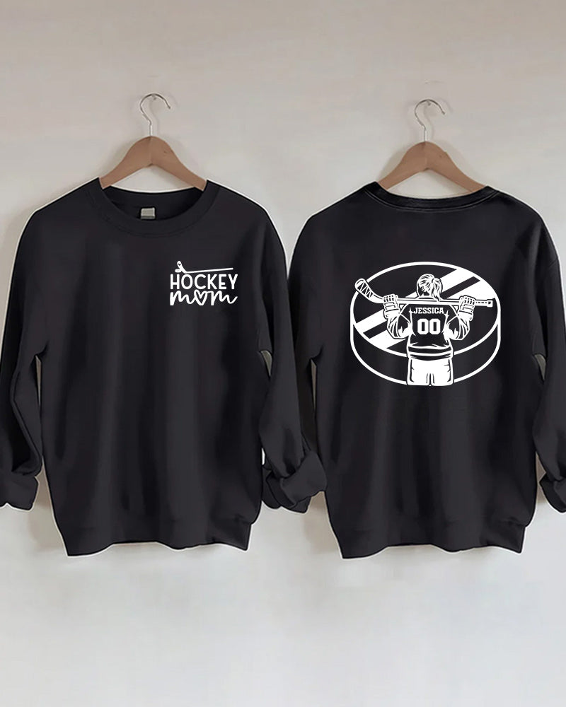 Customized Name Ice Hockey Mom Girl Player Sweatshirt