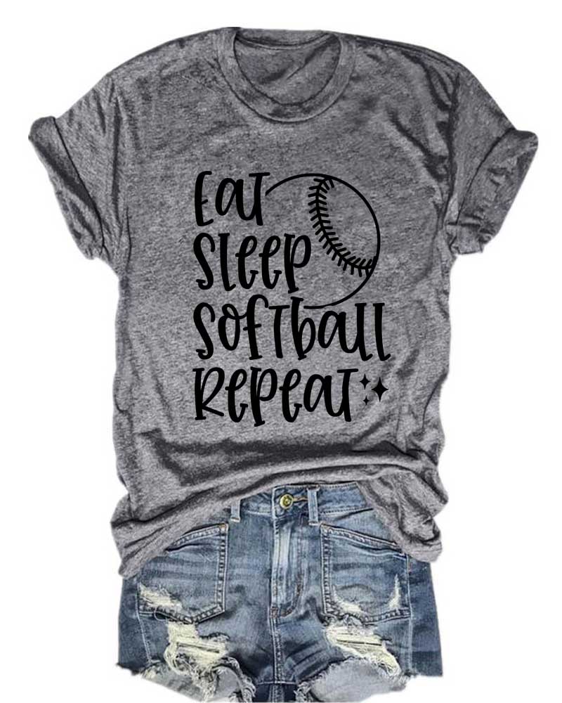 Eat Sleep Softball Repeat T-Shirt