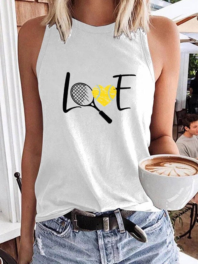 Women's Love Tennis Printed Tank Top
