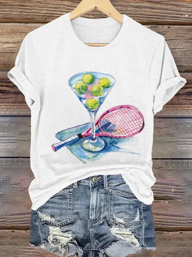 Women's Funny Tennis Print T-Shirt