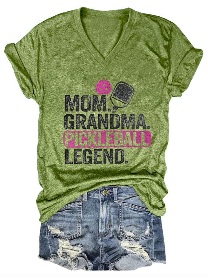 Women's "Mom Grandma Pickleball Legend" Printed T-Shirt