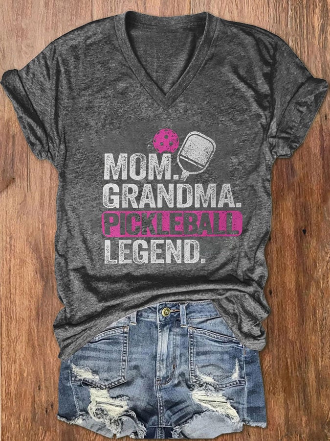 Women's "Mom Grandma Pickleball Legend" Printed T-Shirt