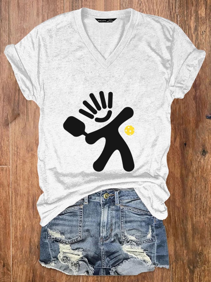 Women's Fun Pickleball V-Neck T-Shirt