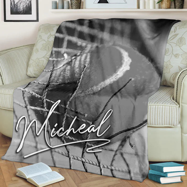 Personalized Tennis Blanket, Tennis Vintage For Tennis Lover Sherpa Fleece Blanket, Custom Name Soft Cozy Plush Throw Blanket