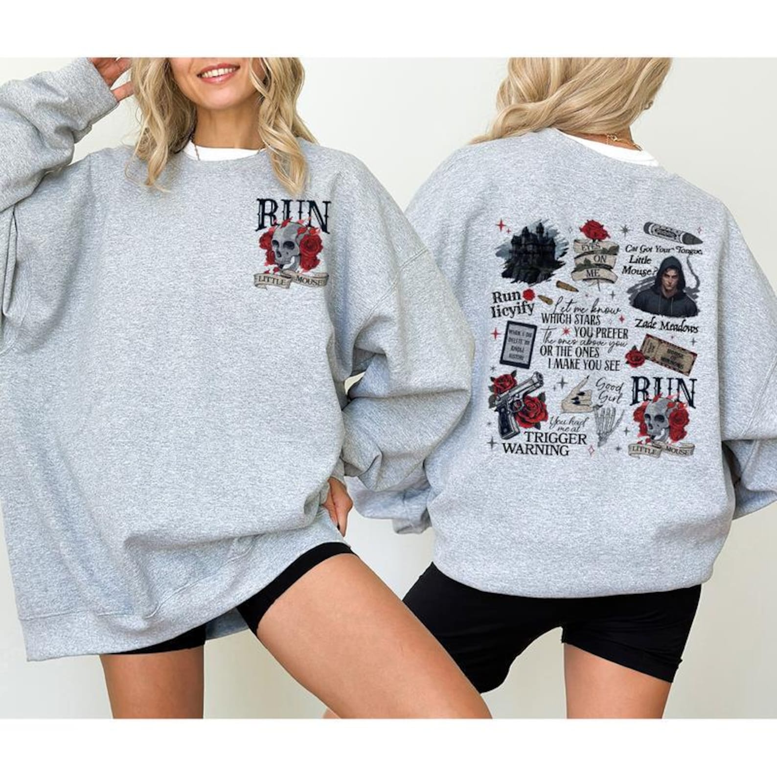 Run Little Mouse Rose Skeleton Sweatshirt