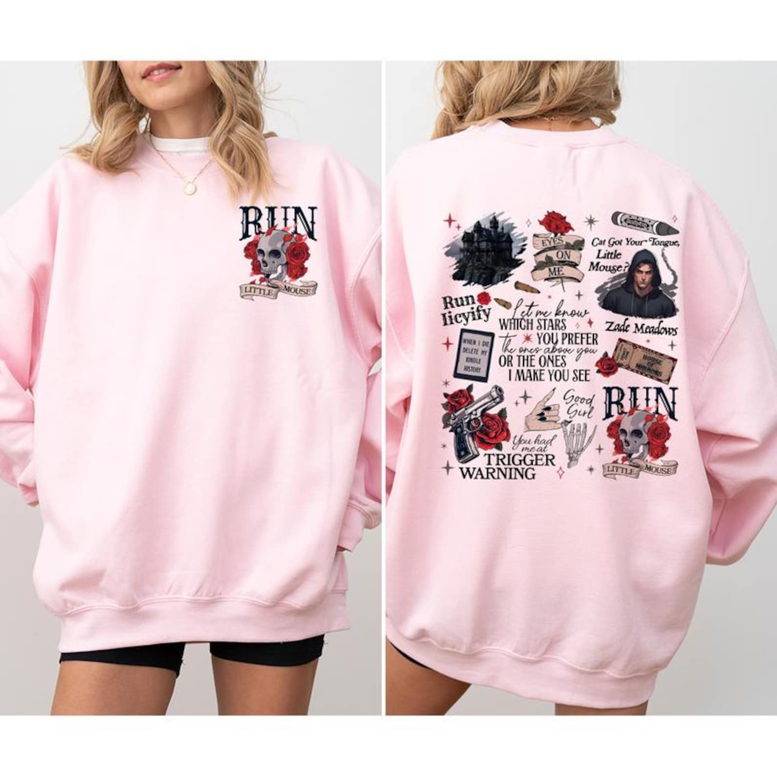 Run Little Mouse Rose Skeleton Sweatshirt