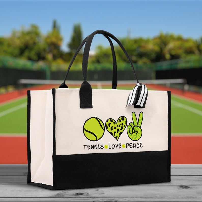 Tennis Love Peace Canvas Tote Bag