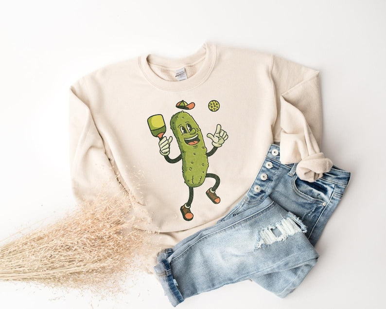 Pickle Playing Pickleball Player Sweatshirt