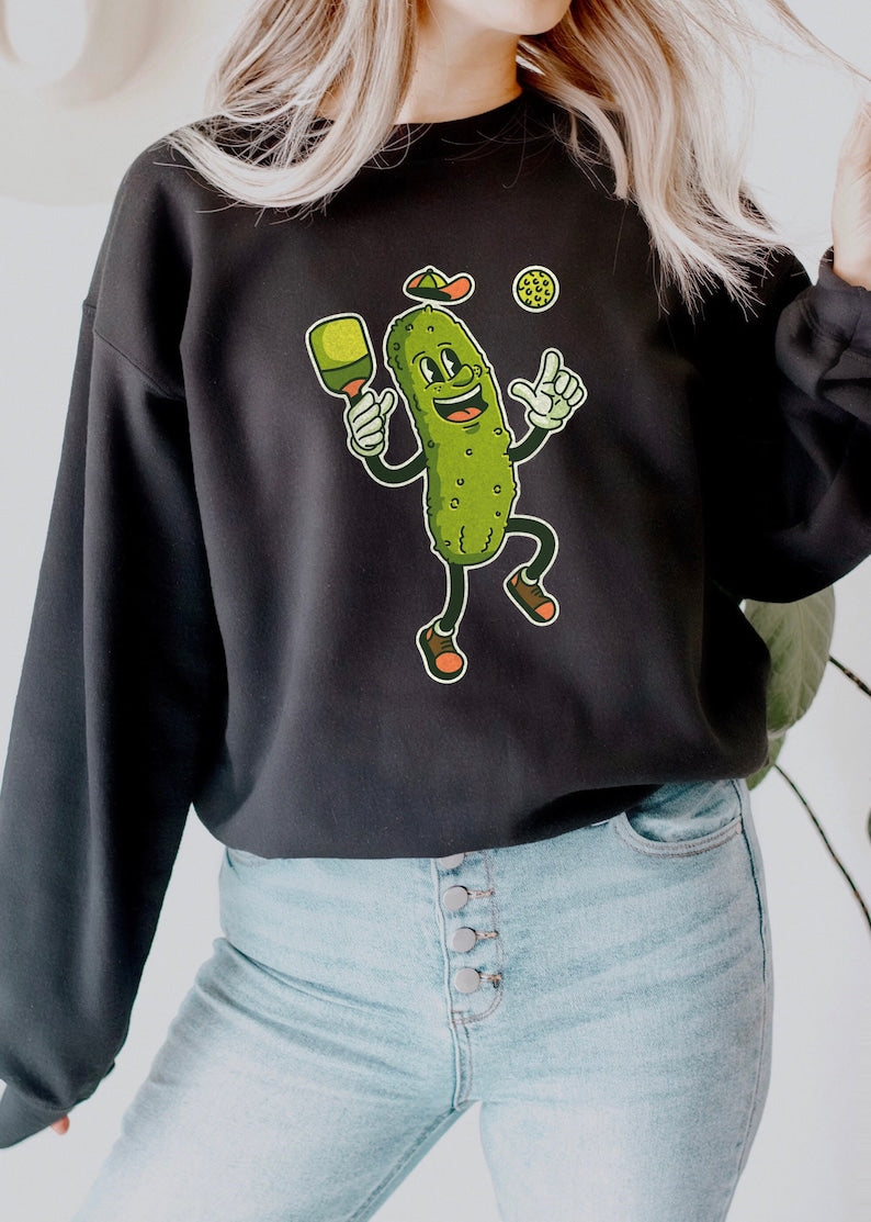 Pickle Playing Pickleball Player Sweatshirt