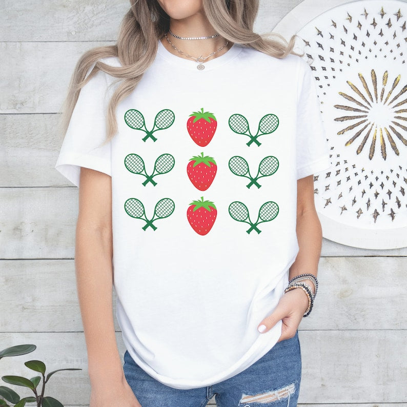 Tennis Tournament Strawberry Aesthetic T-shirt