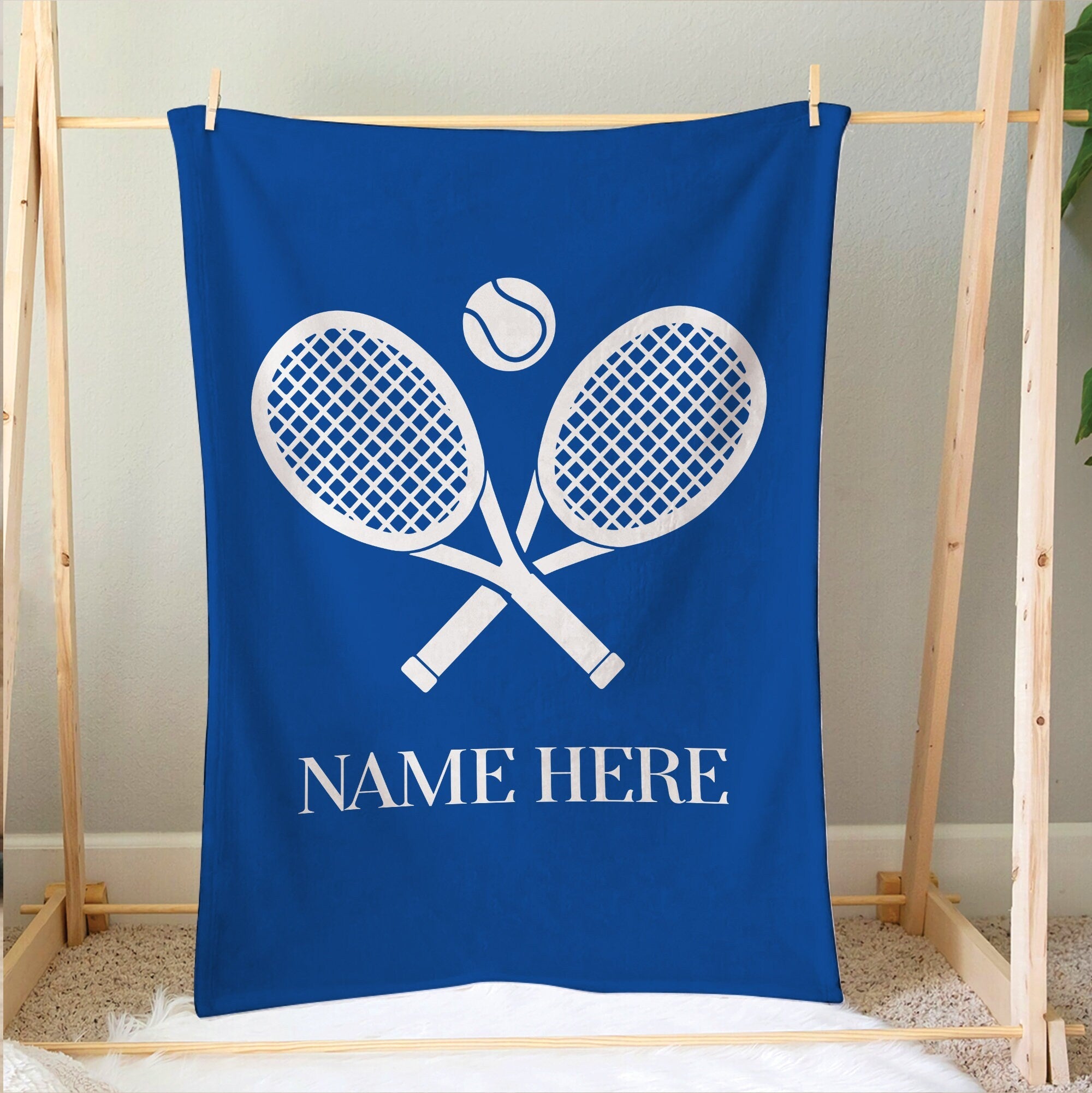 Personalized Tennis Blanket, Custom Name Soft Cozy Flannel Blanket, Tennis Gift for Dad, Mom, Husband, Boyfriend, Son, Daughter