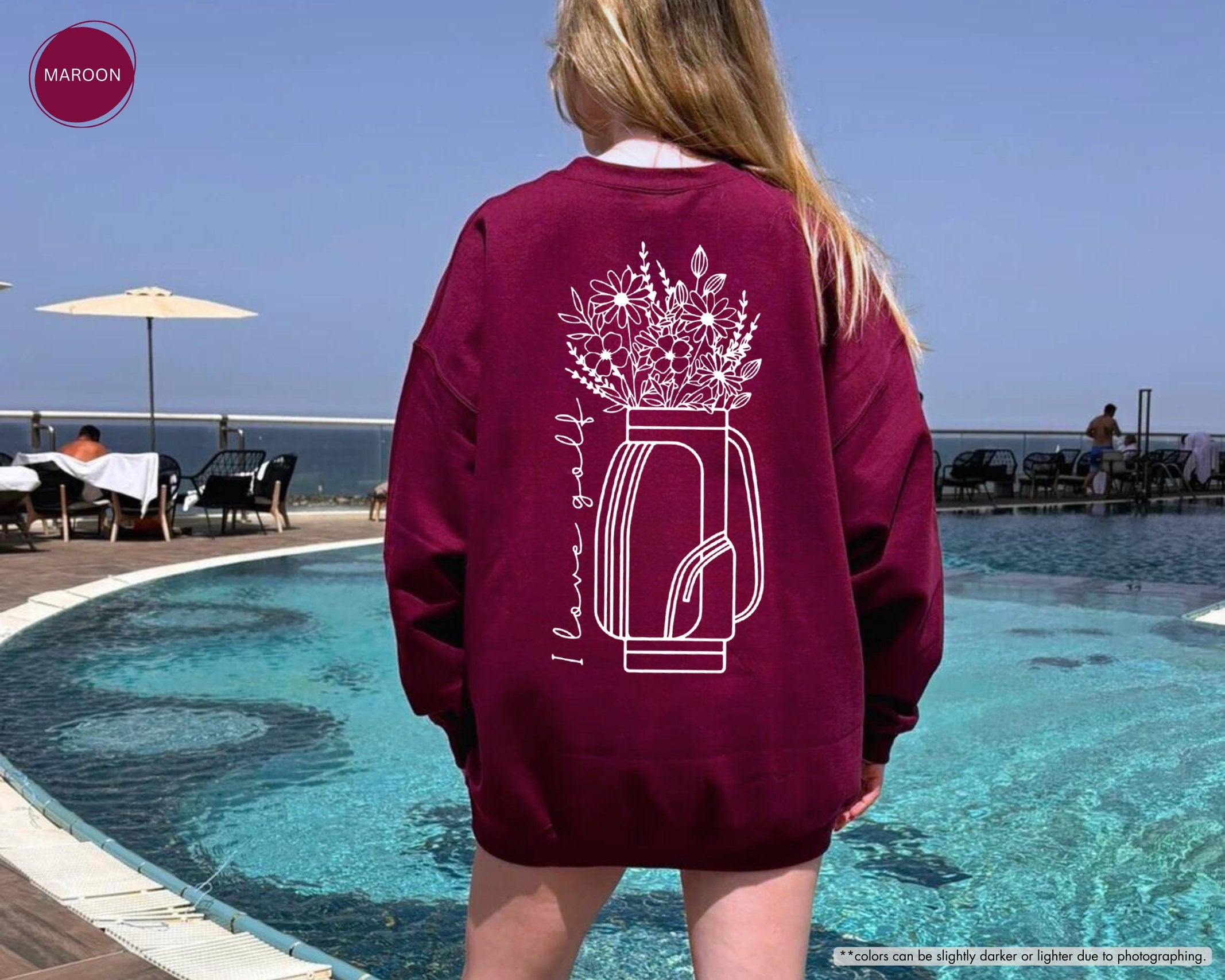 I Love Golf,Floral Golf Bag Sweatshirt