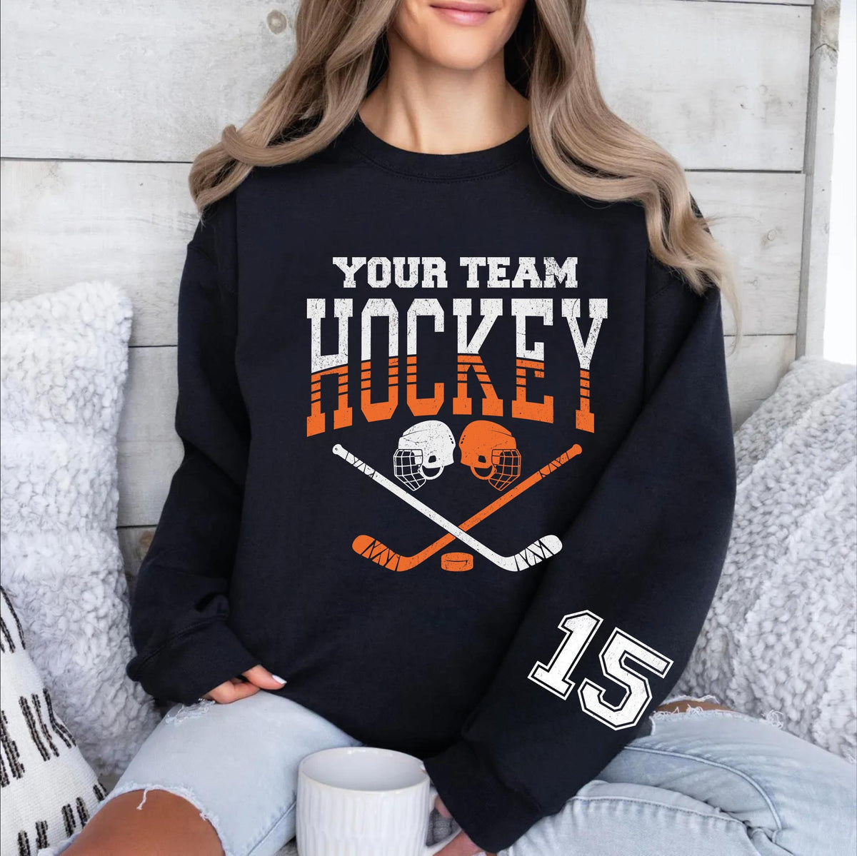 Custom Hockey Team Name and Number, Game Day Sweatshirt,Hockey Mom Gift