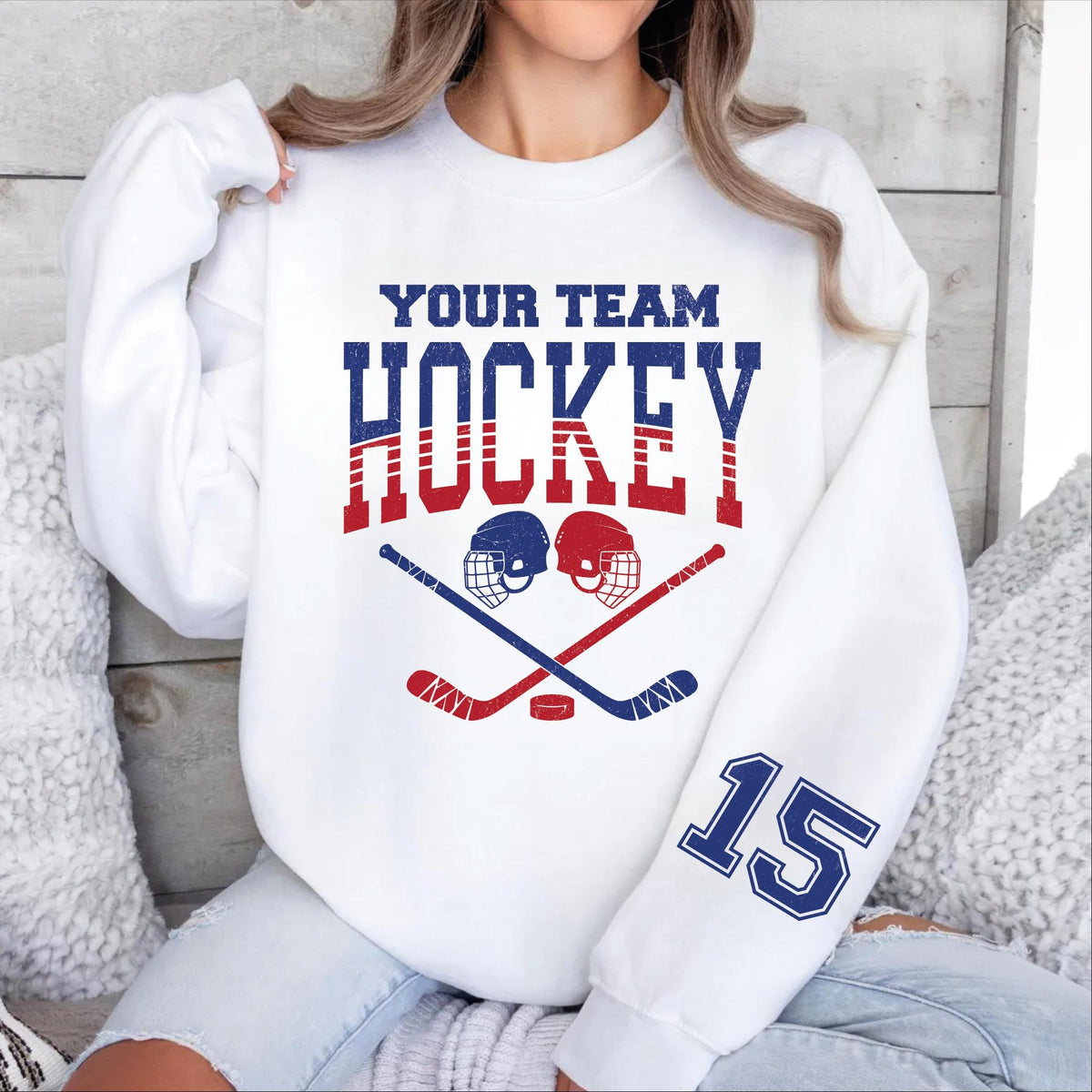 Custom Hockey Team Name and Number, Game Day Sweatshirt,Hockey Mom Gift