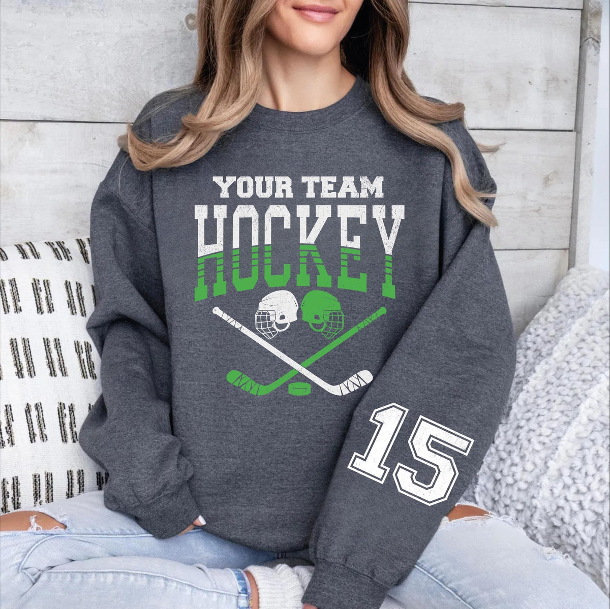 Custom Hockey Team Name and Number, Game Day Sweatshirt,Hockey Mom Gift