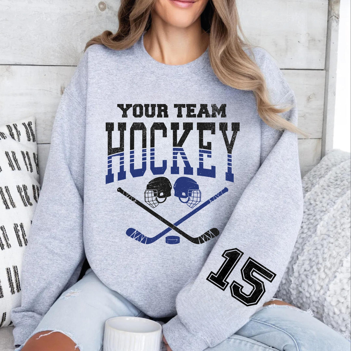 Custom Hockey Team Name and Number, Game Day Sweatshirt,Hockey Mom Gift