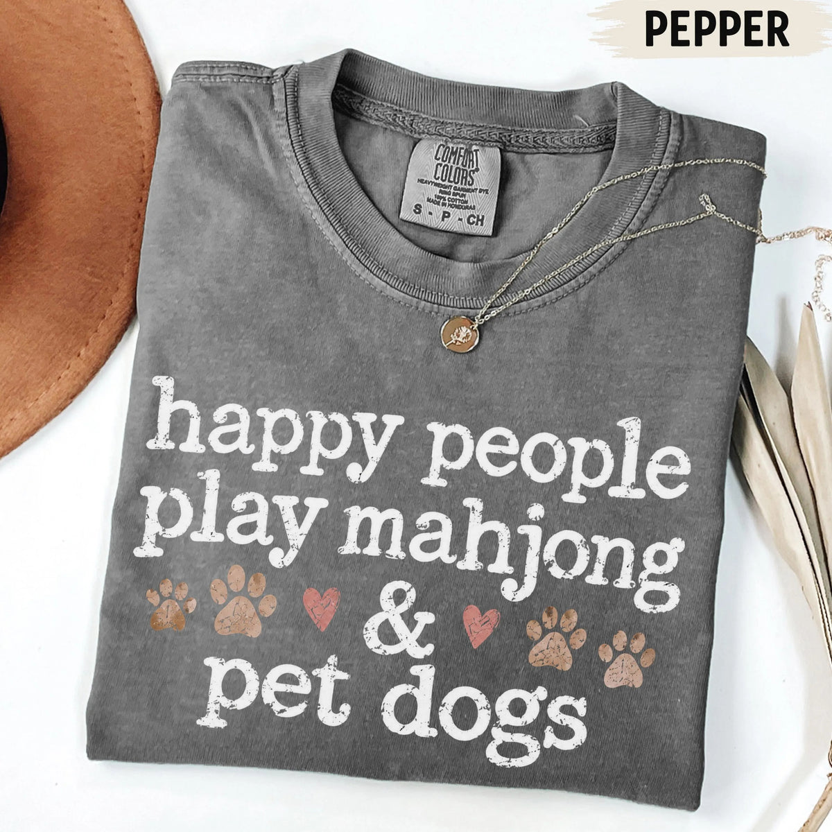 Comfort Colors Happy People Play Mahjong & Pet Dogs T-Shirt