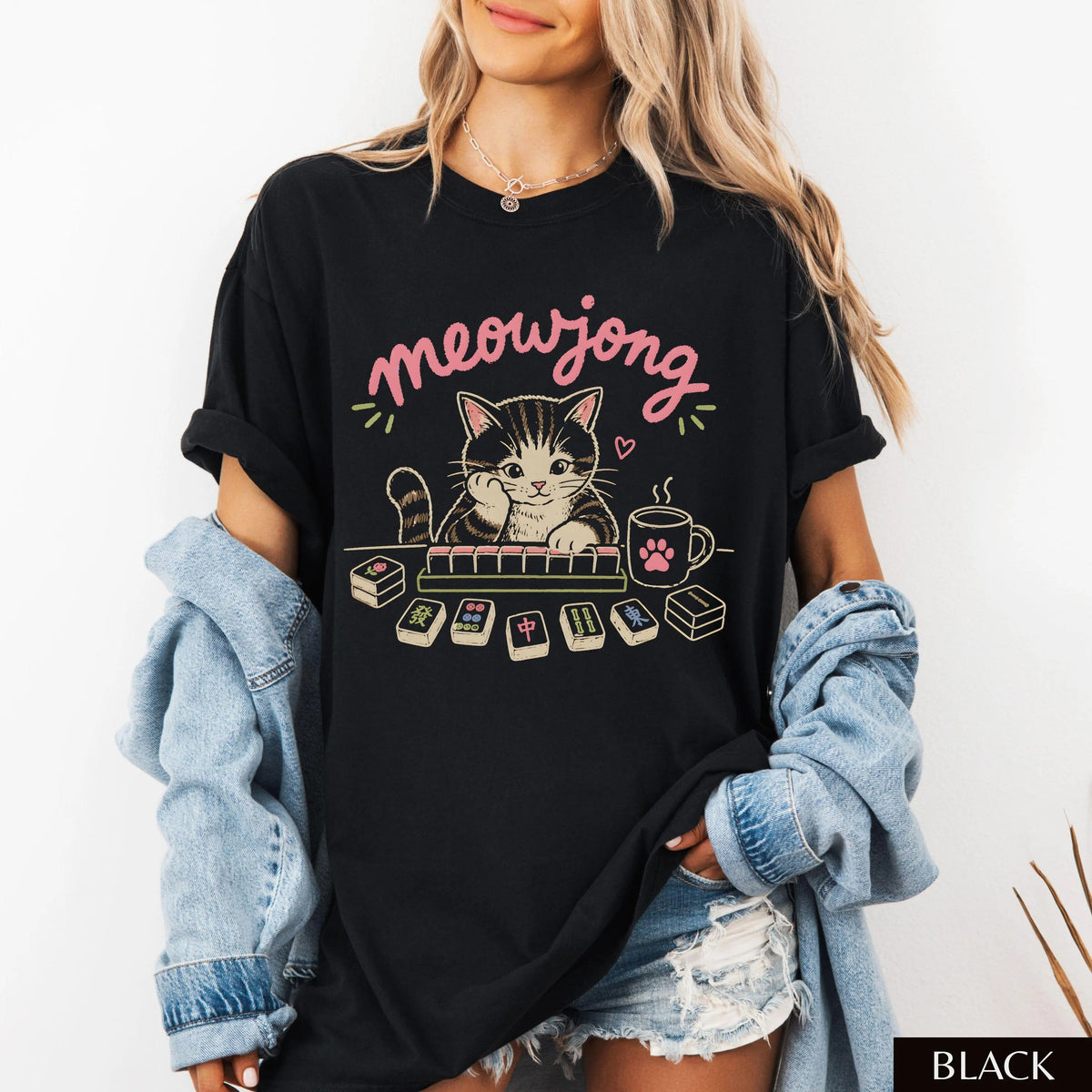 Comfort Colors Cute Mahjong Cat T-Shirt