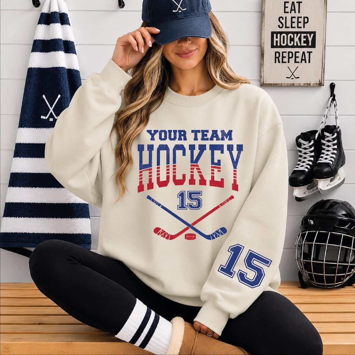 Custom Hockey Team Name and Number, Game Day Sweatshirt,Hockey Mom Gift
