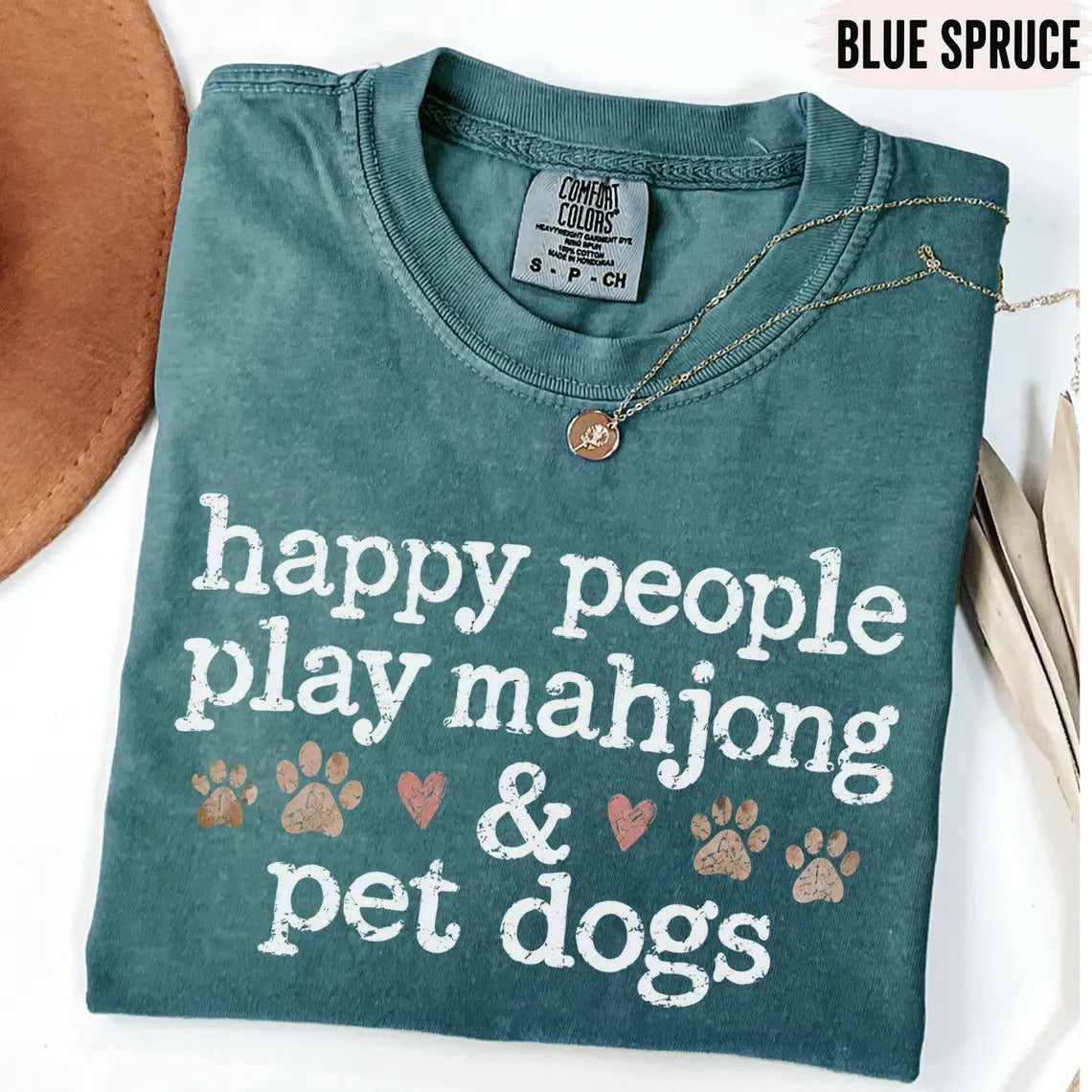 Comfort Colors Happy People Play Mahjong & Pet Dogs T-Shirt