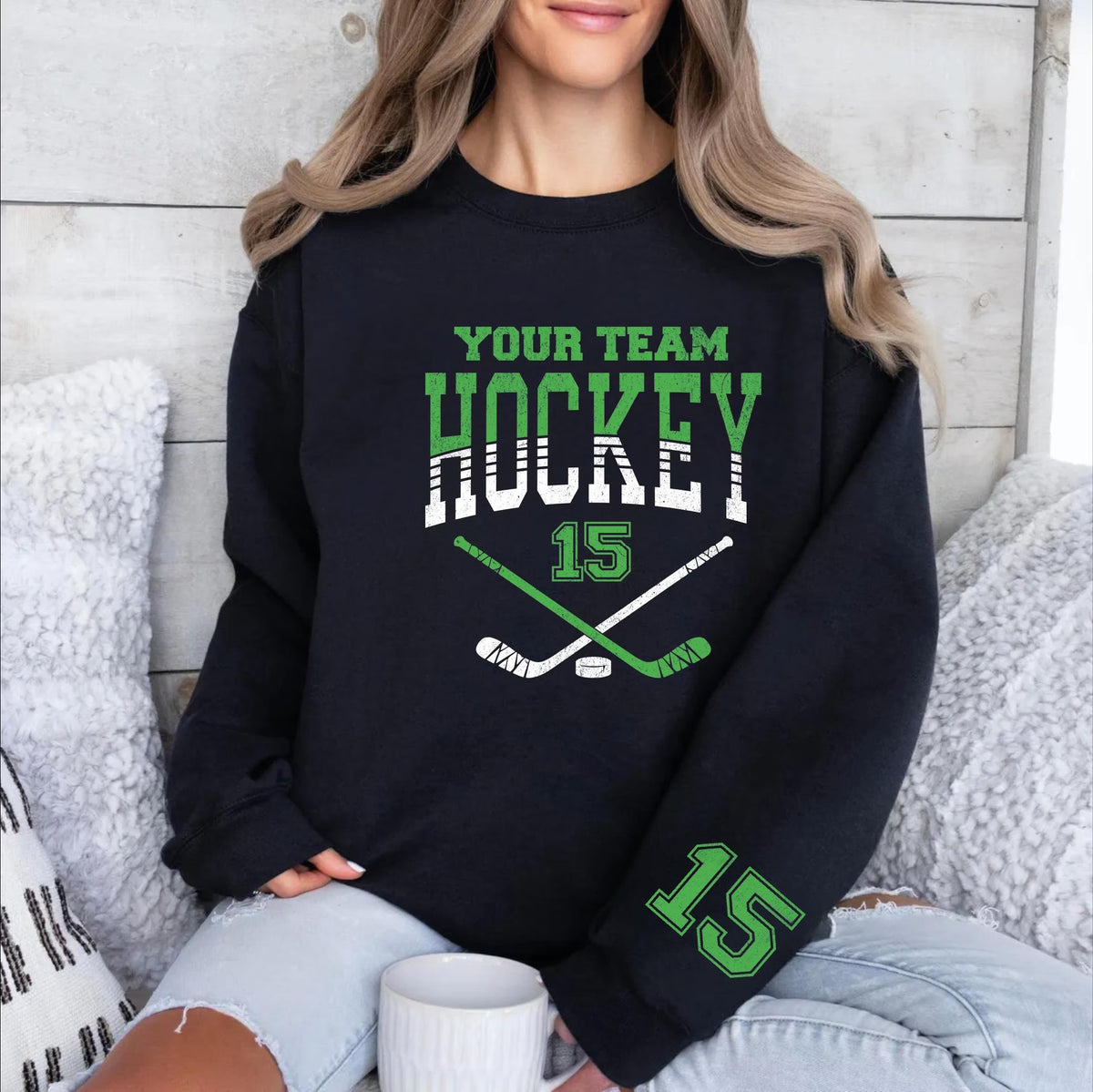 Custom Hockey Team Name and Number, Game Day Sweatshirt,Hockey Mom Gift