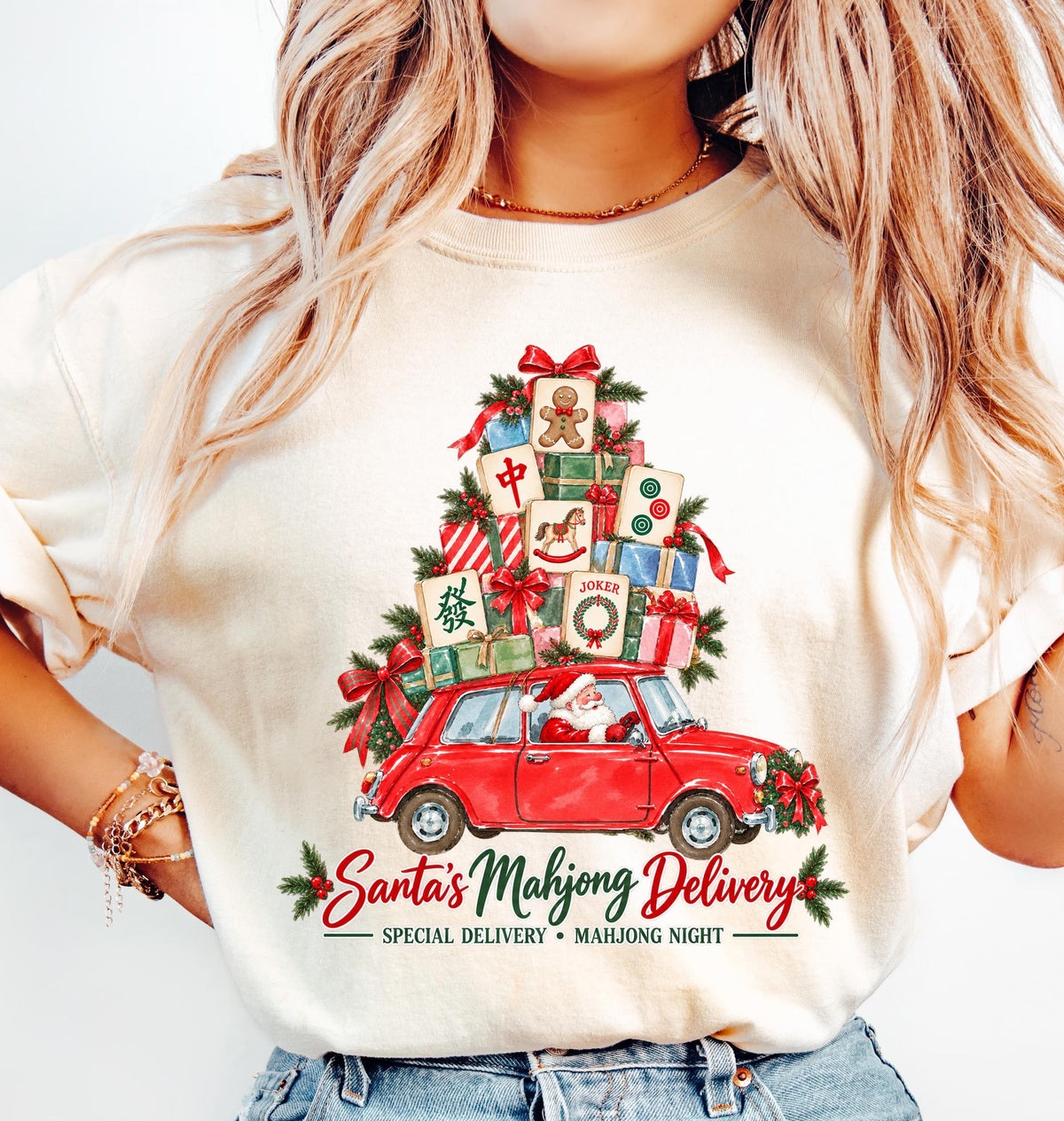 Comfort Colors Santa Mahjong Christmas Mahjong T-Shirt