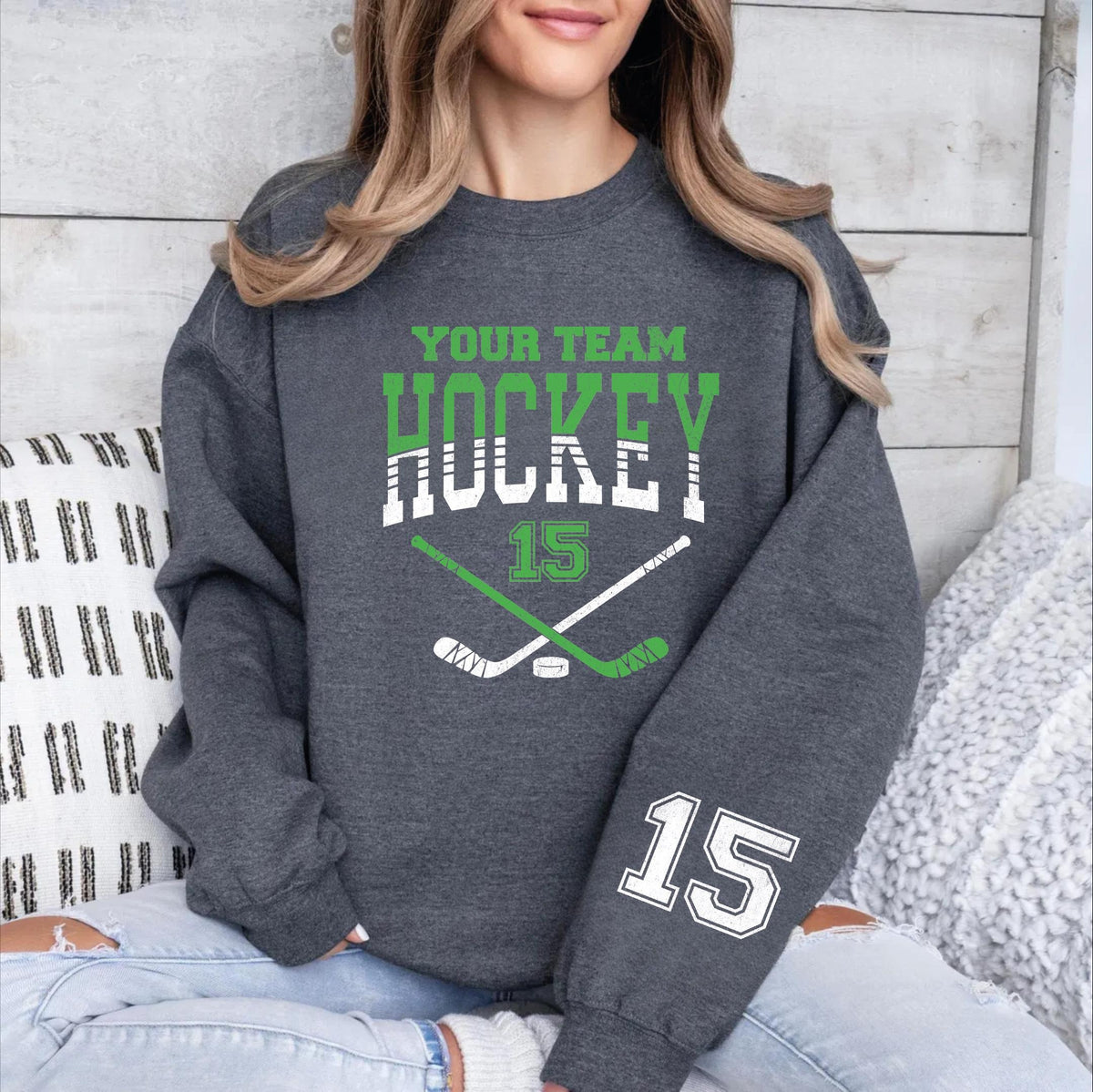 Custom Hockey Team Name and Number, Game Day Sweatshirt,Hockey Mom Gift