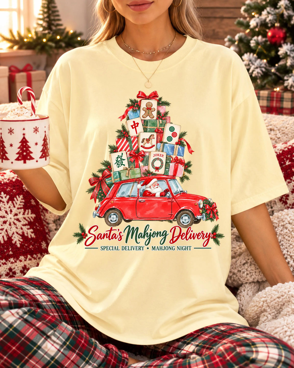 Comfort Colors Santa Mahjong Christmas Mahjong T-Shirt