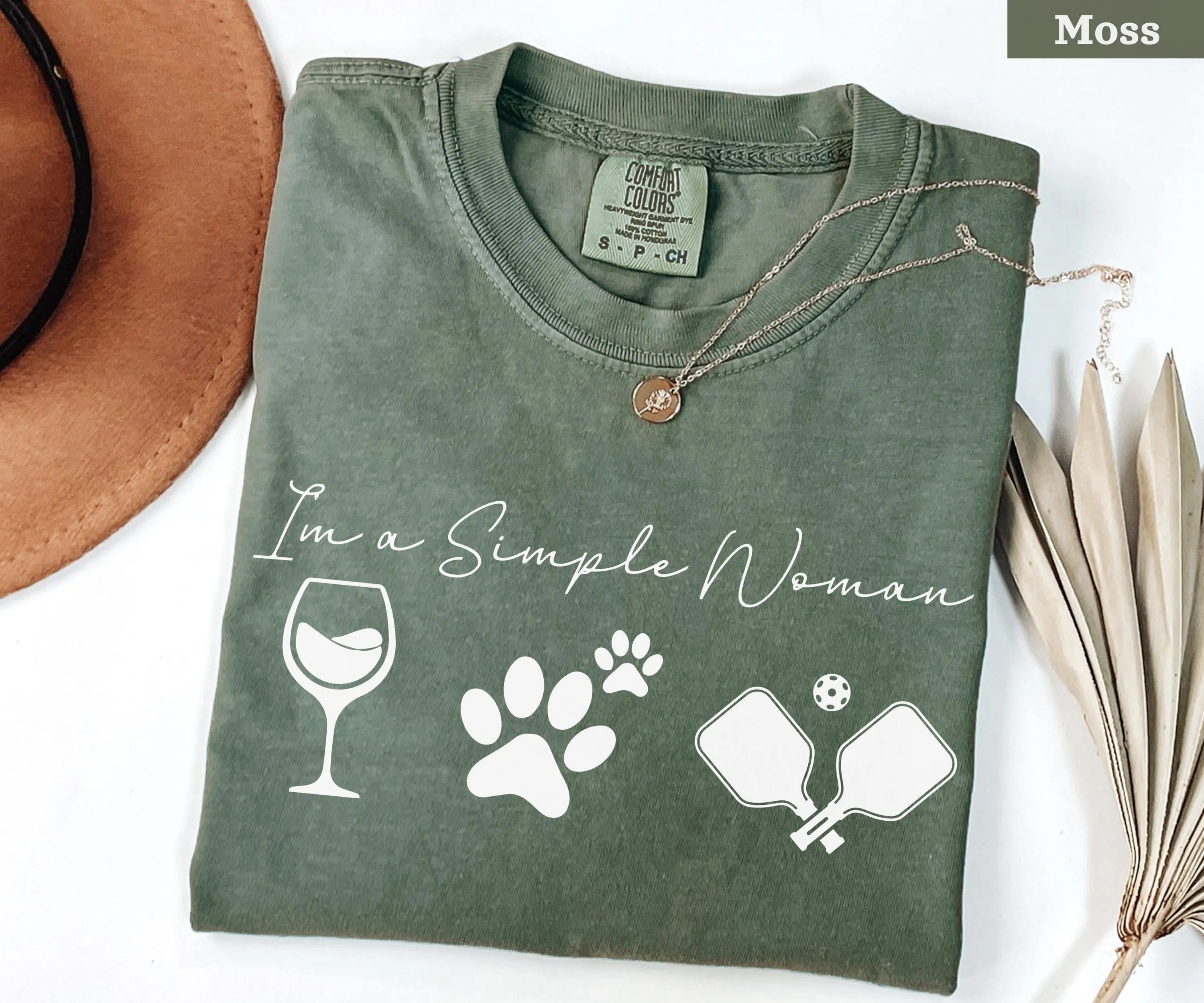 Comfort Colors I'm a Simple Woman Pickleball Shirt, Wine Dog Pickleball T-shirt