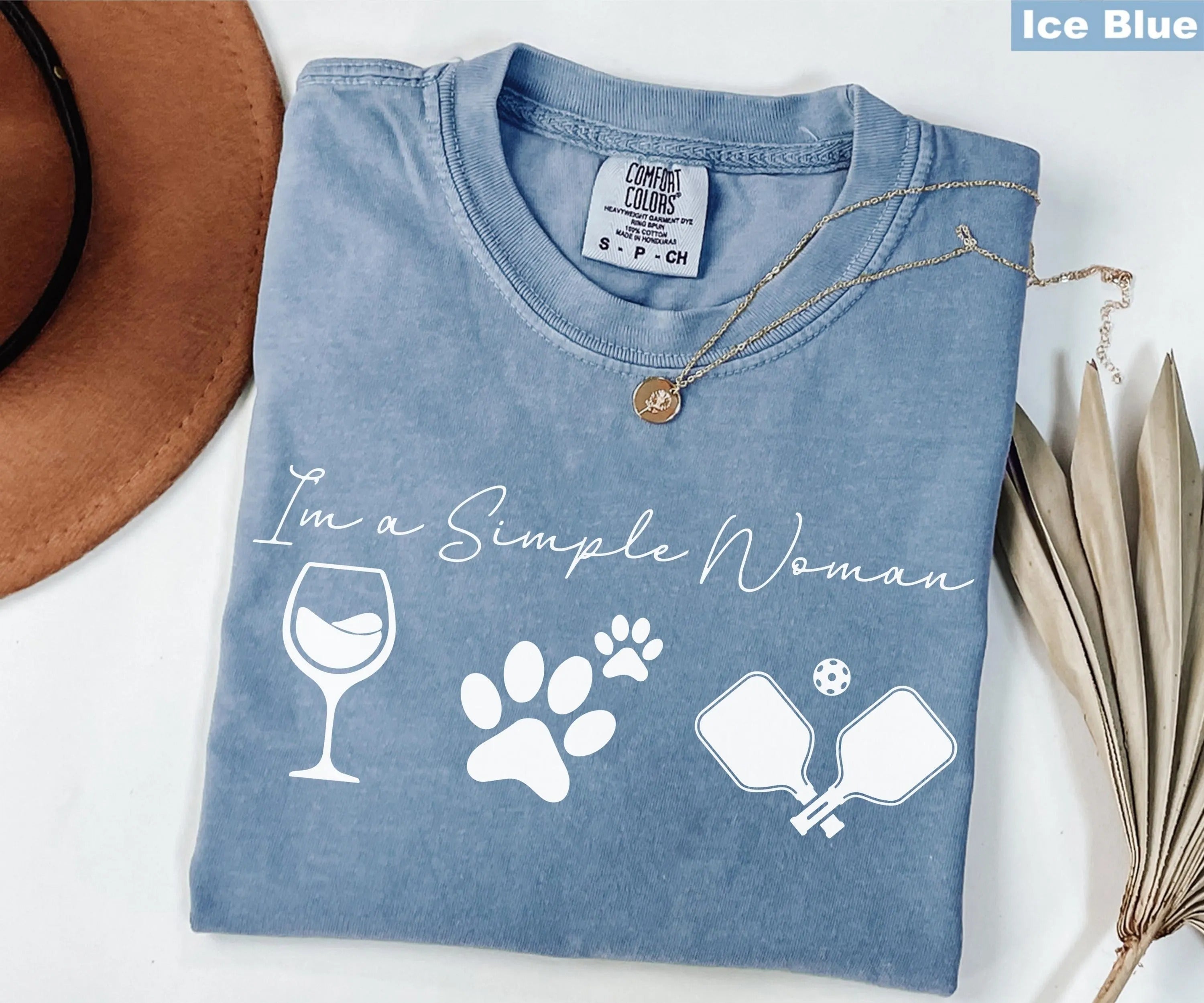 Comfort Colors I'm a Simple Woman Pickleball Shirt, Wine Dog Pickleball T-shirt