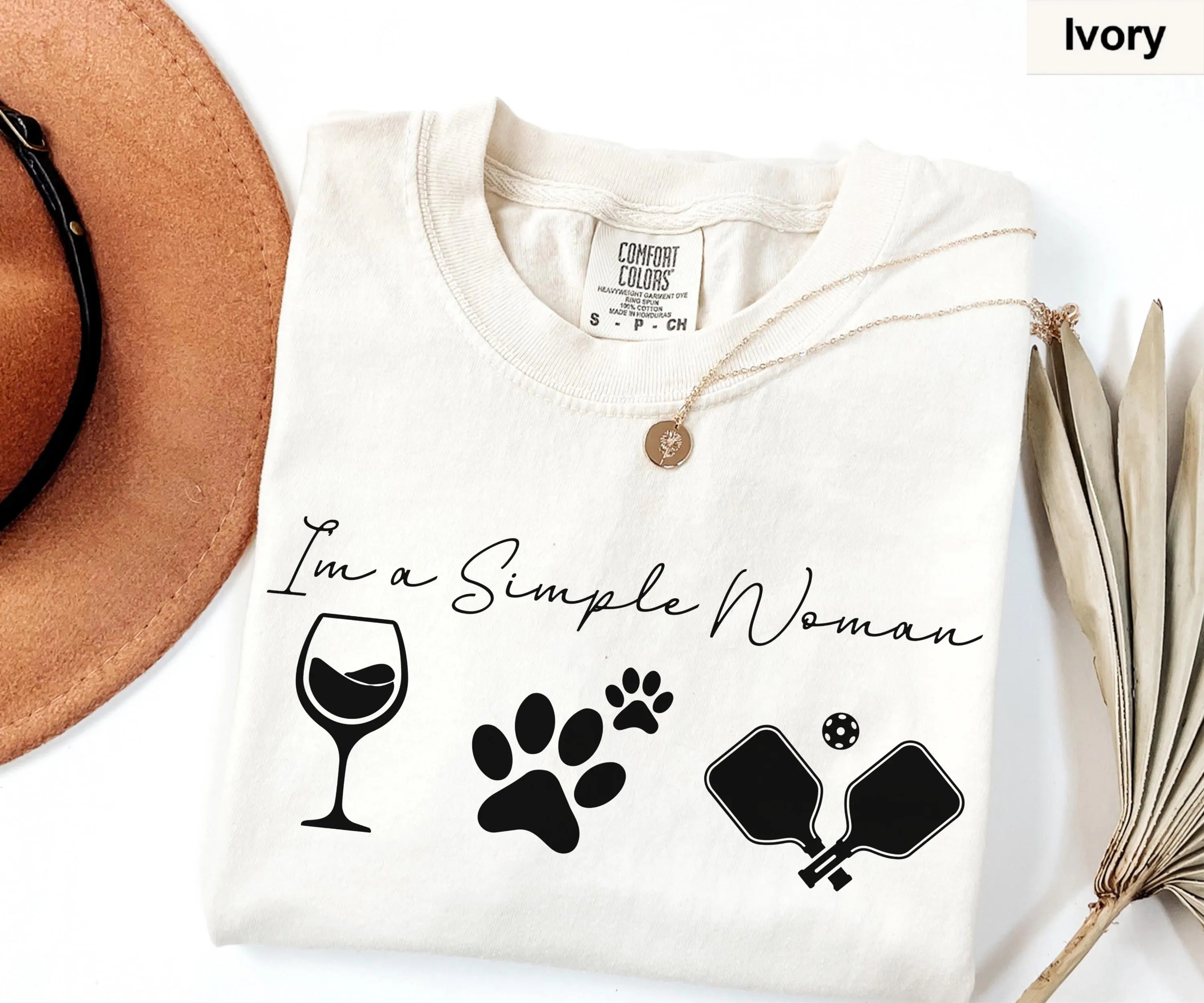 Comfort Colors I'm a Simple Woman Pickleball Shirt, Wine Dog Pickleball T-shirt