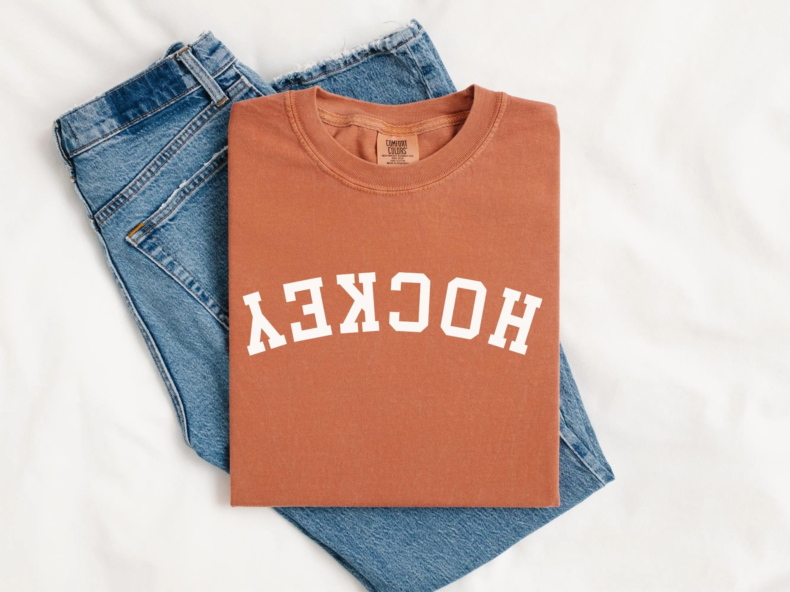 Comfort Colors Upside Down Hockey T-Shirt Gift for Sports Moms, Fan, Athlete, Coach