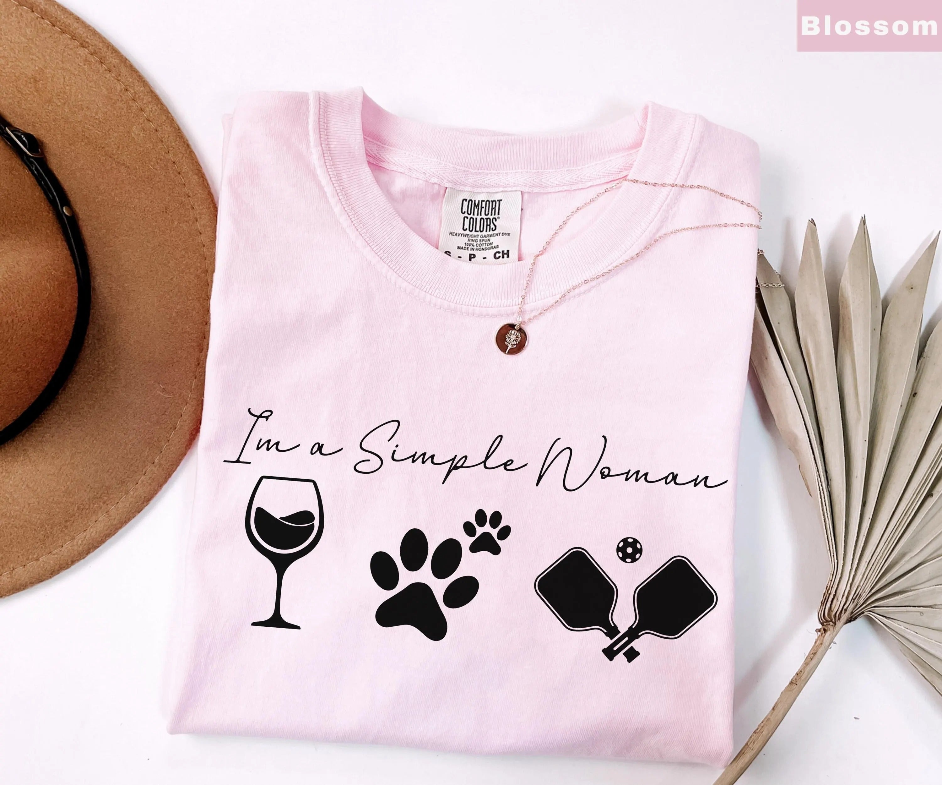 Comfort Colors I'm a Simple Woman Pickleball Shirt, Wine Dog Pickleball T-shirt