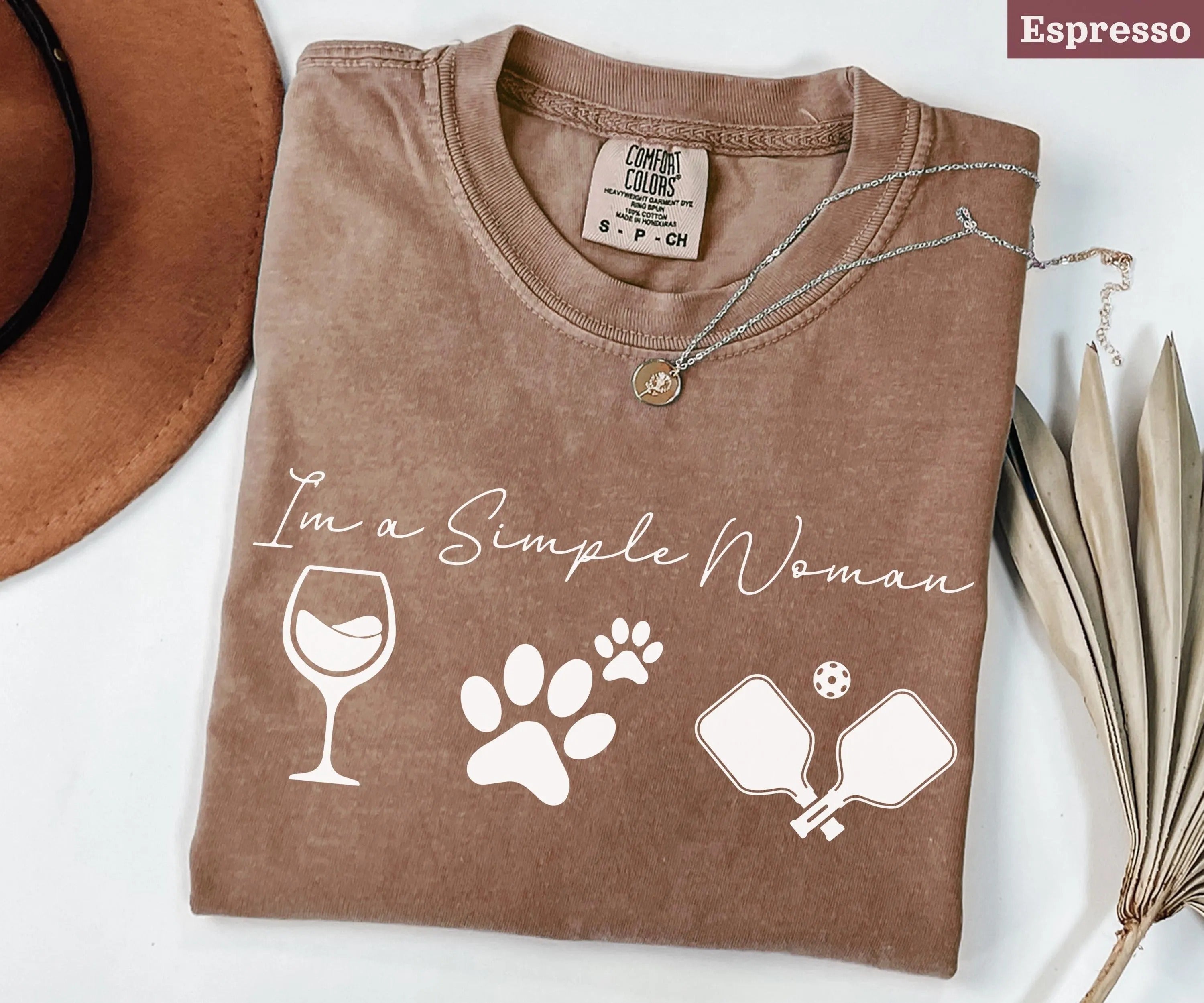 Comfort Colors I'm a Simple Woman Pickleball Shirt, Wine Dog Pickleball T-shirt
