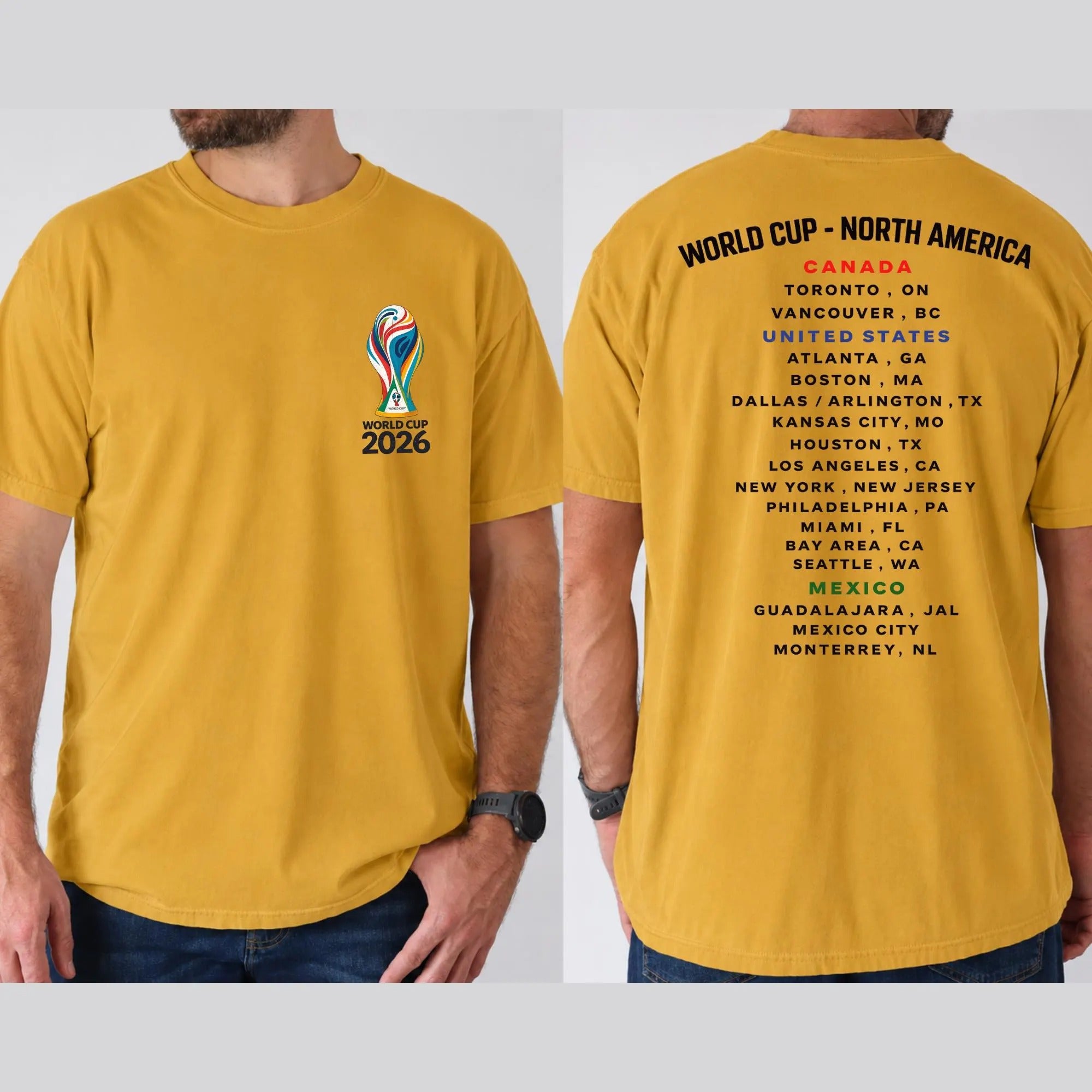 2026 World Cup Host Cities T-shirt, Comfort Colors North America Soccer Tee, USA Canada Mexico Tournament Fan Gift