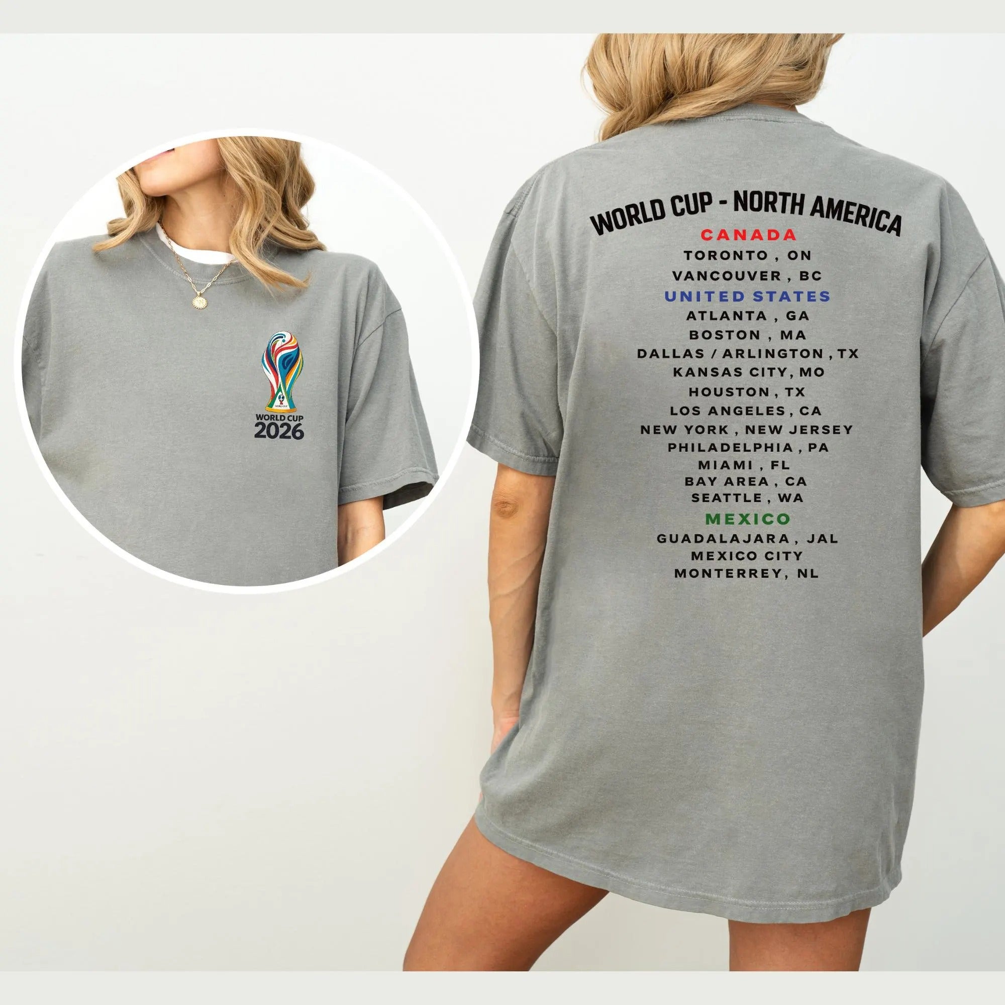 2026 World Cup Host Cities T-shirt, Comfort Colors North America Soccer Tee, USA Canada Mexico Tournament Fan Gift