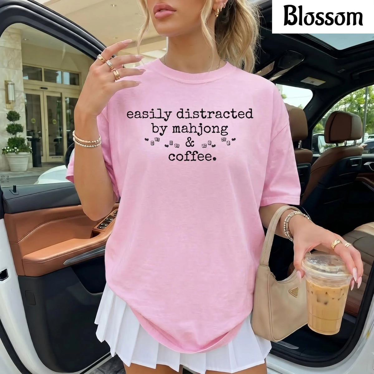 Comfort Colors Easily Distracted by Mahjong & Coffee T-Shirt