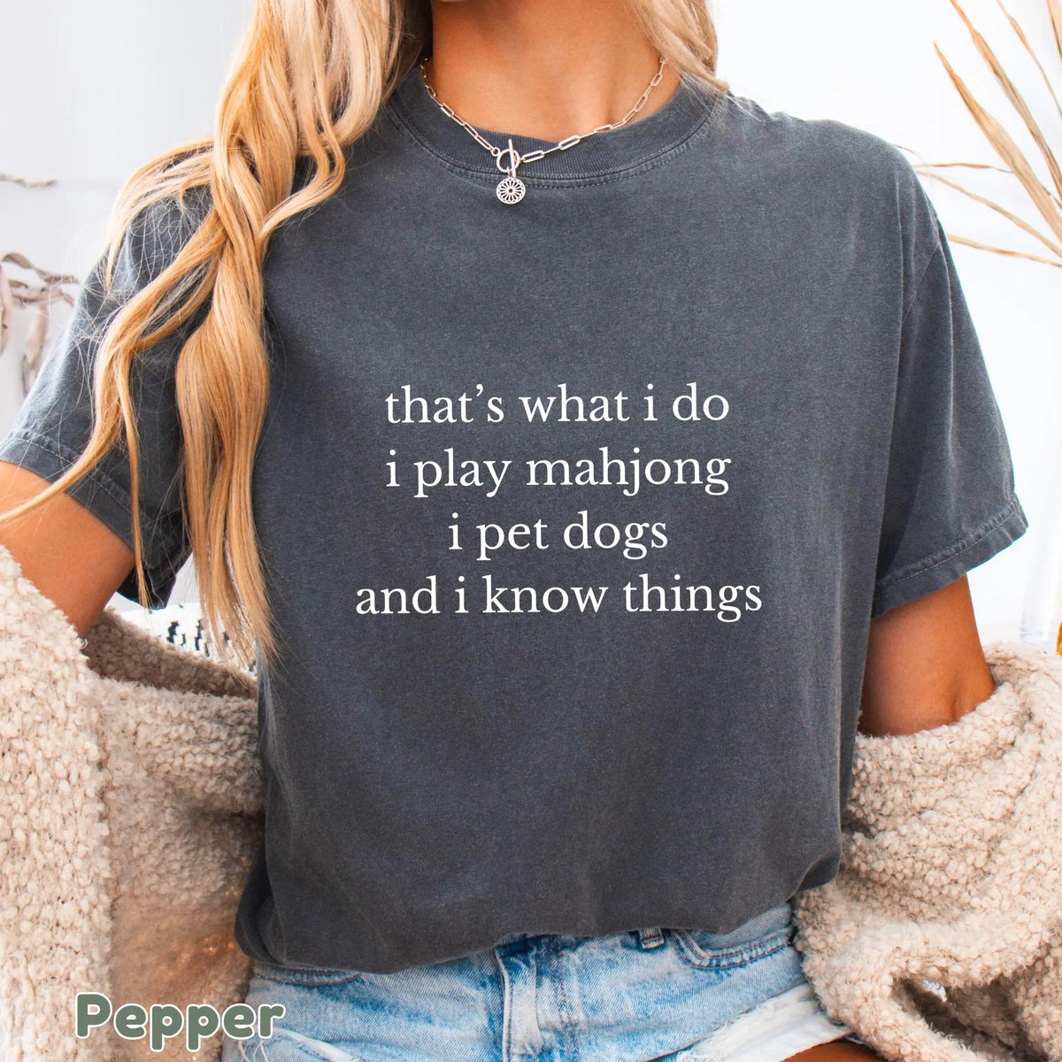 Comfort ColorsFunny Mahjong and Dogs T-Shirt