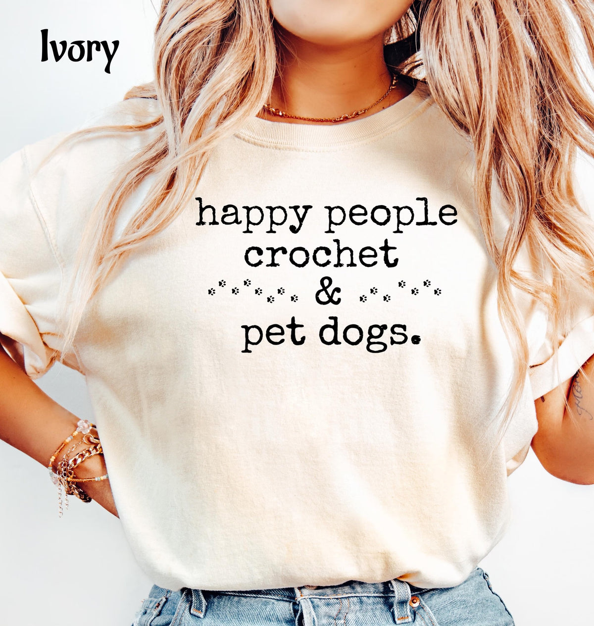 Comfort Colors Happy People Crochet & Pet Dogs T-Shirt
