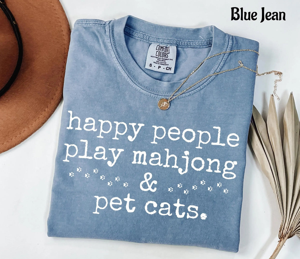 Comfort Colors Happy People Play Mahjong & Pet Cats T-Shirt