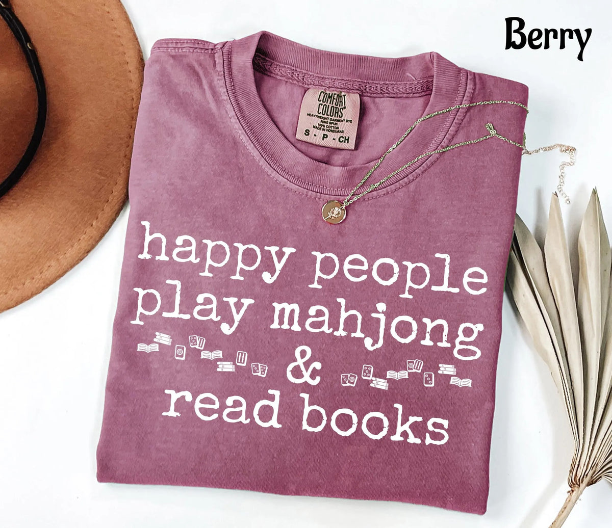 Comfort Colors Happy People Play Mahjong & Read Books T-Shirt
