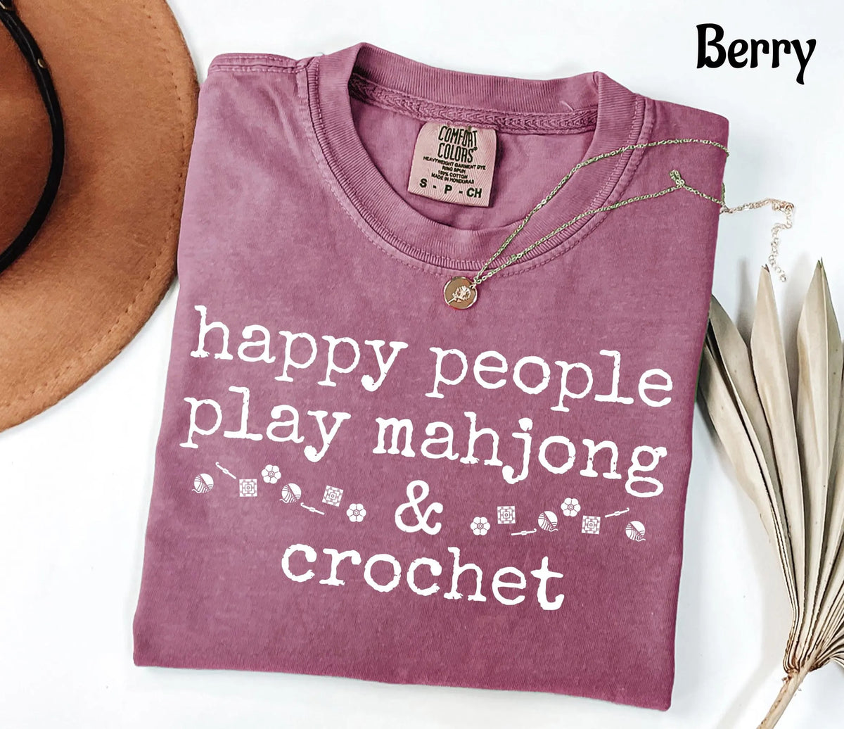 Comfort Colors Happy People Play Mahjong & Crochet T-Shirt