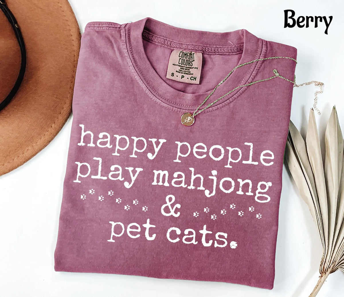 Comfort Colors Happy People Play Mahjong & Pet Cats T-Shirt