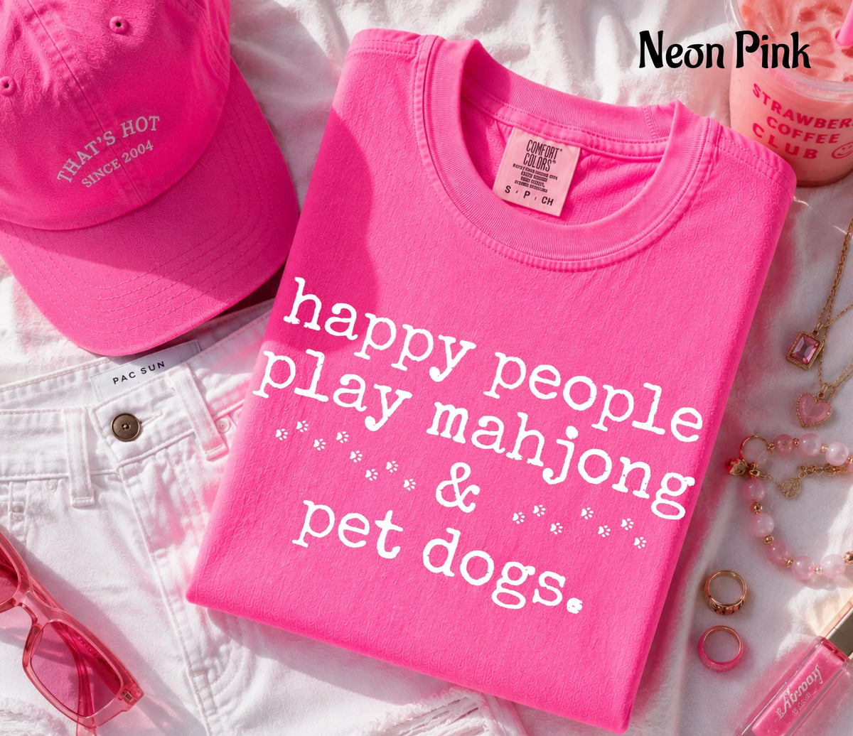 Comfort Colors Happy People Play Mahjong&Pet Dogs T-Shirt