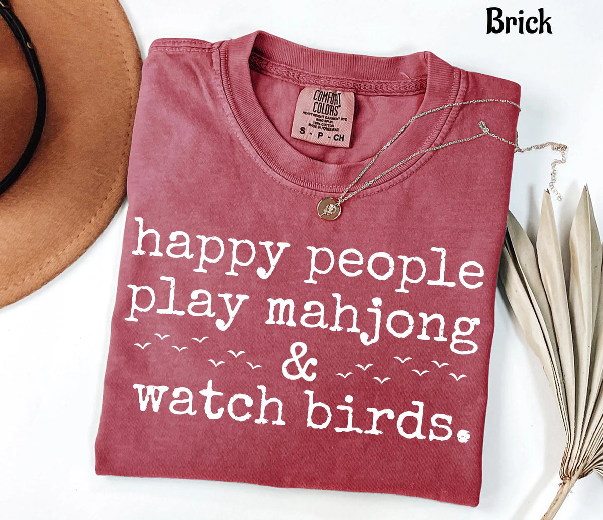 Comfort Colors Happy People Play Mahjong & Watch Birds T-Shirt