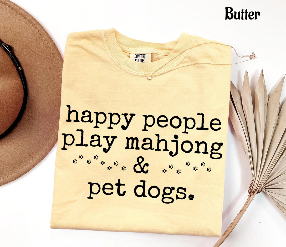 Comfort Colors Happy People Play Mahjong&Pet Dogs T-Shirt
